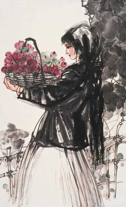 史国良 少女 立轴